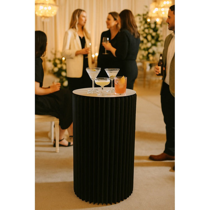 Tavolo luminoso pieghevole nero con ripiano in acrilico - Ø 50 cm - H 100 cm - 2 unità