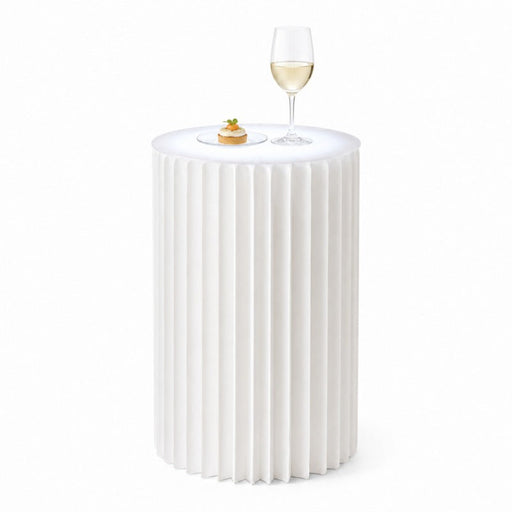 Tavolo luminoso pieghevole bianco con ripiano in acrilico - Ø 50 cm - H 100 cm - 2 unità