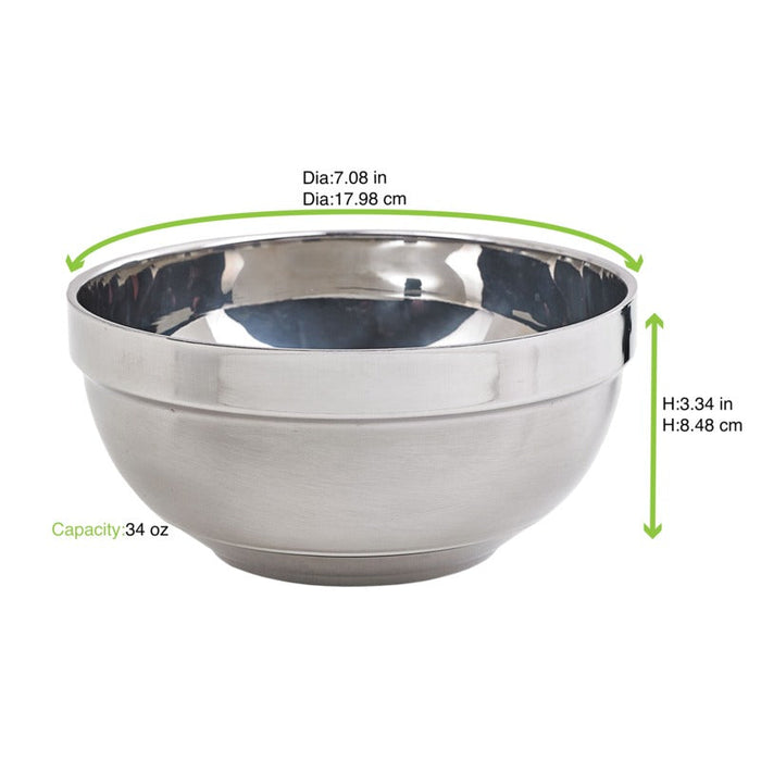 Ciotola rotonda in acciaio inox "Noxbox" - 1000 ml - Ø 18 cm - H 8,5 cm - 10 unità - dimensions