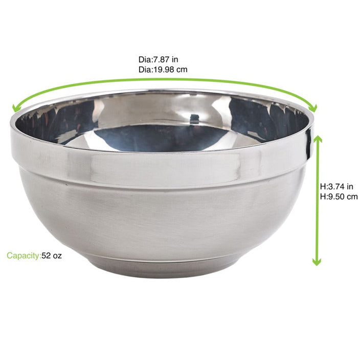 Ciotola rotonda in acciaio inox "Noxbox" - 1500 ml - Ø 20 cm - H 9,5 cm - 10 unità - dimensions
