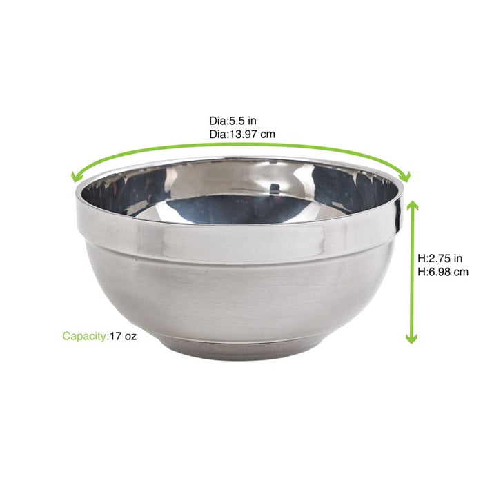 Ciotola rotonda in acciaio inox "Noxbox" - 500 ml - Ø 14 cm - H 7 cm - 20 unità - dimensions
