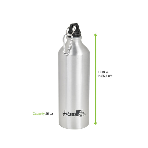 Borraccia Noxbottle in alluminio con tappo a moschettone - 750 ml - Ø 7,3 cm - H 25,5 cm - 24 unità - dimensions