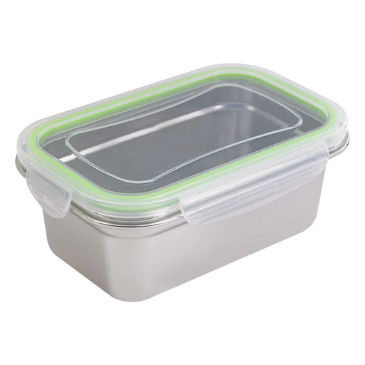 Contenitore per pasti Noxbox rettangolare in acciaio inox con coperchio in PP - 1600 ml - 22,3 cm x 15 cm x 8 cm - 6 unità