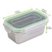 Contenitore per pasti Noxbox rettangolare in acciaio inox con coperchio in PP - 620 ml - 16,3 cm x 10 cm x 6,5 cm - 6 unità - dimensions