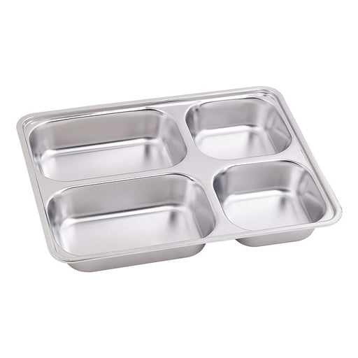 Vassoio pasto Noxtray in acciaio inox a 4 scomparti con coperchio in PP - 28,5 cm x 22,2 cm - 10 unità