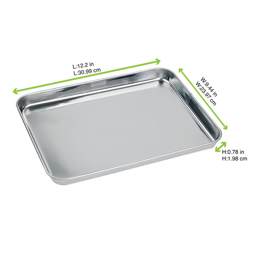 Vassoio in acciaio inox - 31 cm x 24 cm x 2,5 cm - 10 unità - dimensions
