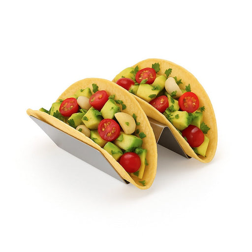 Supporto in acciaio inox per 2 tacos - 12,4 cm x 10 cm x 5,7 cm - 6 unità