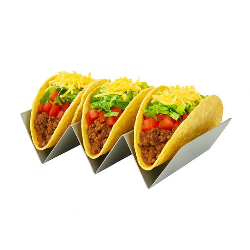 Supporto in acciaio inox per 3 tacos - 19,9 cm x 10 cm x 6 cm - 6 unità
