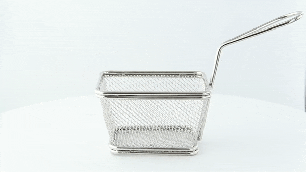Mini cestello per friggitrice rettangolare in metallo - 10,5 cm x 8,5 cm x 6,5 cm - 6 unità