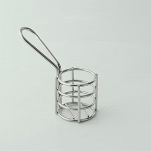 Mini cestello per friggitrice rotondo in metallo - Ø 4,5 cm - H 5,1 cm - 6 unità