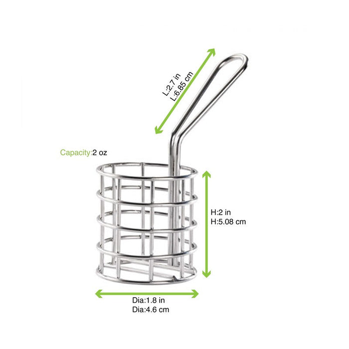 Mini cestello per friggitrice rotondo in metallo - Ø 4,5 cm - H 5,1 cm - 6 unità - dimensions