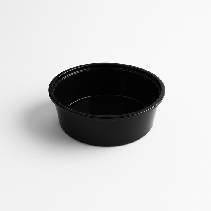 Insalatiera rotonda "Buckaty" in PP iniettato nero - 600 ml - Ø 14,5 cm - H 4,9 cm - 500 unità