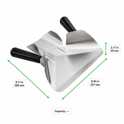 Paletta per patatine a 2 manici - 20,6 cm x 22,7 cm x 5,5 cm - 1 unità - dimensions