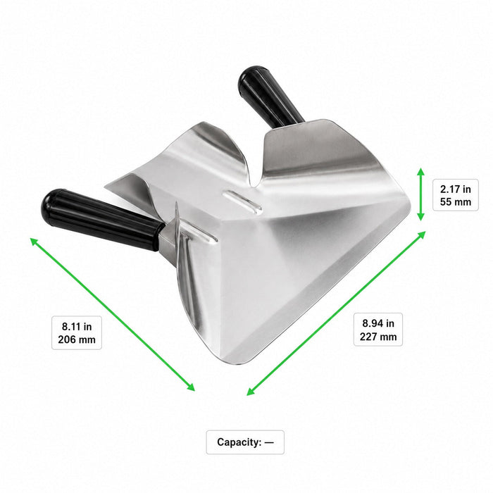 Paletta per patatine a 2 manici - 20,6 cm x 22,7 cm x 5,5 cm - 1 unità - dimensions