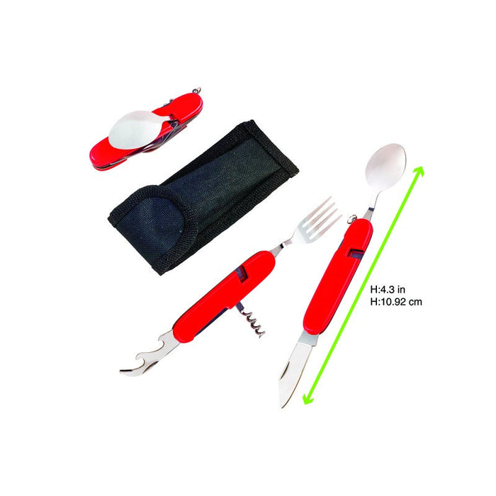 Posate tascabili multifunzione con manico in plastica - 11 cm - 24 unità - dimensions