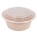 Ciotola rotonda beige in plastica PP con coperchio trasparente "Reemp" - 1200 ml - Ø 18,2 cm - H 8,2 cm - 150 unità