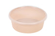 Ciotola rotonda beige in plastica PP con coperchio trasparente "Reemp" - 300 ml - Ø 12 cm - H 3,2 cm - 250 unità