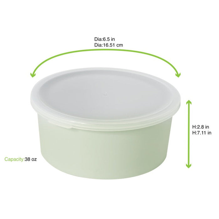 Ciotola rotonda riutilizzabile in plastica RPET verde acqua "Phoenix" - 1110 ml - Ø 16,5 cm - H 7 cm - 24 unità - dimensions