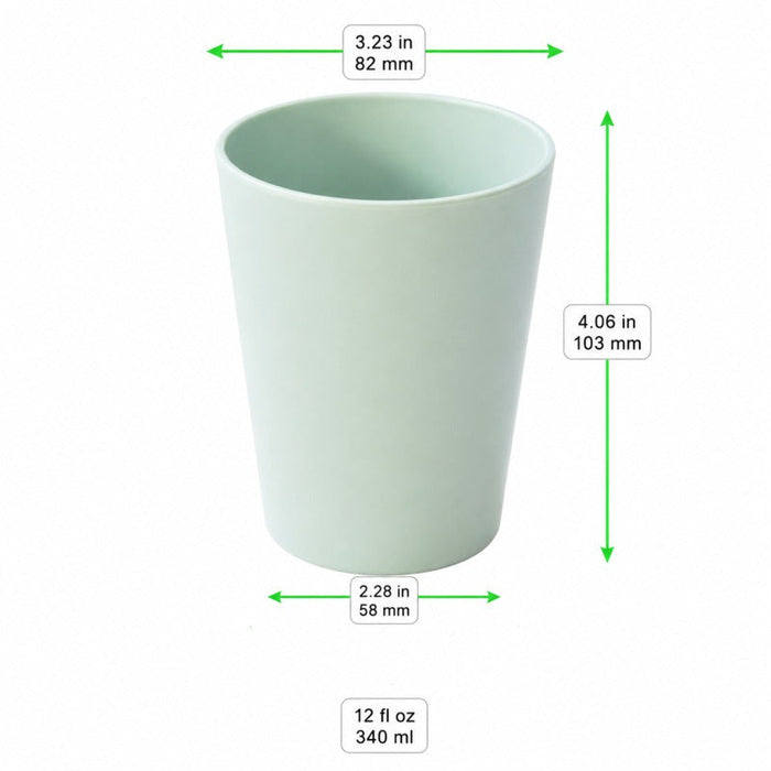 Bicchiere in plastica RPET riutilizzabile verde acqua "Phoenix" - 340 ml - Ø 8,2 cm - H 10,3 cm - 48 unità - dimensions