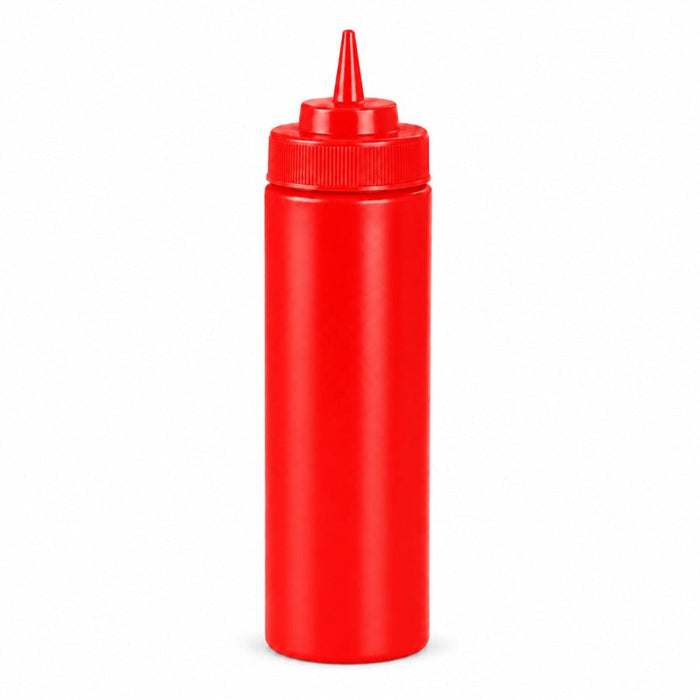 Dispenser per salse morbido rosso a 1 beccuccio, plastica senza BPA - 350 ml - H 19,5 cm - 6 unità