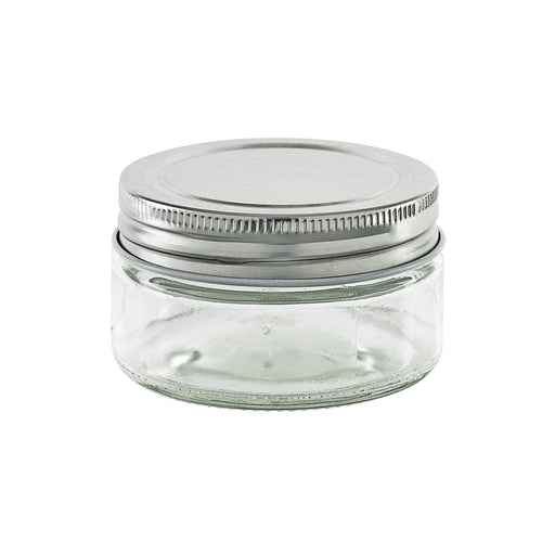 Barattolo in vetro rotondo con tappo in alluminio - 100 ml - Ø 7 cm - H 4,3 cm - 20 unità