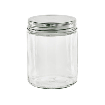 Pot en verre rond avec couvercle en aluminium à visser H 9,9 cm 300ml - 20 unités