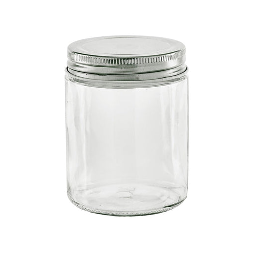 Barattolo in vetro rotondo con tappo in alluminio - 300 ml - Ø 7 cm - H 9,9 cm - 20 unità