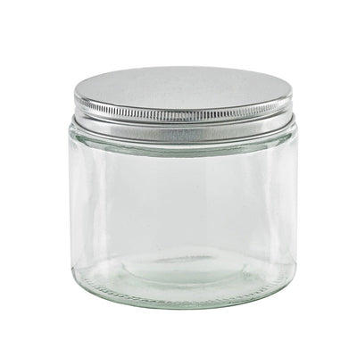 Pot en verre rond avec couvercle en aluminium à visser H 8,1 cm 390ml - 15 unités