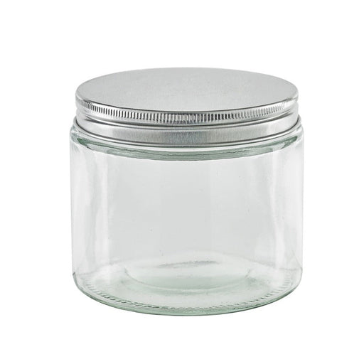 Barattolo in vetro rotondo con tappo in alluminio - 390 ml - Ø 8,8 cm - H 8,1 cm - 15 unità