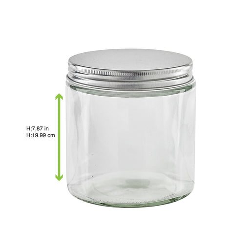Barattolo in vetro rotondo con tappo in alluminio - 500 ml - Ø 8,8 cm - H 9,9 cm - 15 unità - dimensions
