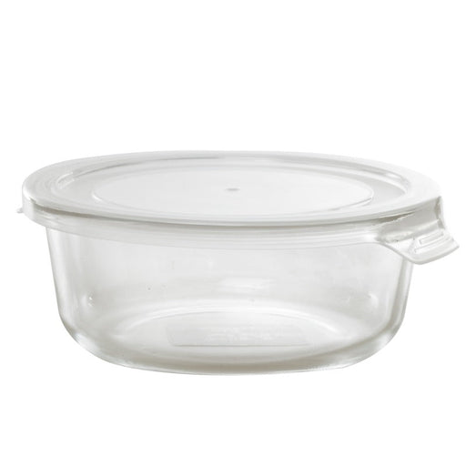 Ciotola rotonda in vetro borosilicato con coperchio in plastica PP "CookShow" - 640 ml - Ø 15 cm - H 6,7 cm - 24 unità
