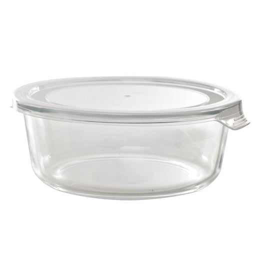 Ciotola rotonda in vetro borosilicato con coperchio in plastica PP "CookShow" - 950 ml - Ø 17 cm - H 7,4 cm - 18 unità