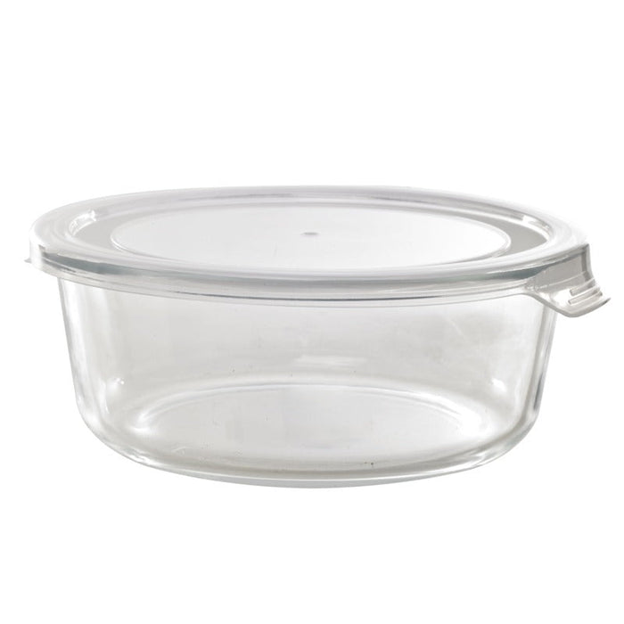Ciotola rotonda in vetro borosilicato con coperchio in plastica PP "CookShow" - 950 ml - Ø 17 cm - H 7,4 cm - 18 unità
