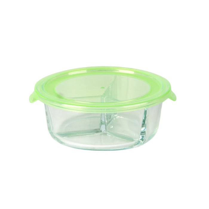 Ciotola rotonda a scomparti in vetro borosilicato con coperchio in plastica PP "CookShow" - 930 ml - Ø 17,2 cm - H 7,6 cm - 18 unità
