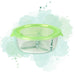 Ciotola rotonda a scomparti in vetro borosilicato con coperchio in plastica PP "CookShow" - 930 ml - Ø 17,2 cm - H 7,6 cm - 18 unità - dimensions