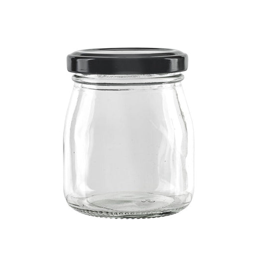 Vasetto per budino in vetro con tappo in ferro nero - 150 ml - Ø 6 cm - H 8 cm - 120 unità