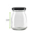 Vasetto per budino in vetro con tappo in ferro nero - 200 ml - Ø 6 cm - H 9,1 cm - 84 unità - dimensions