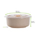 Ciotola rotonda beige riutilizzabile in composito con coperchio in plastica PP "Huskly" - 500 ml - Ø 13 cm - H 6,5 cm - 30 unità - dimensions