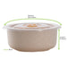 Ciotola rotonda beige riutilizzabile in composito con coperchio in plastica PP "Huskly" - 900 ml - Ø 15 cm - H 7,5 cm - 20 unità - dimensions