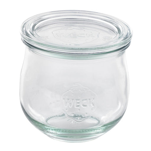 Vasetto in vetro "Weck" con coperchio in vetro - 330 ml - Ø 8 cm - H 8,6 cm - 6 unità