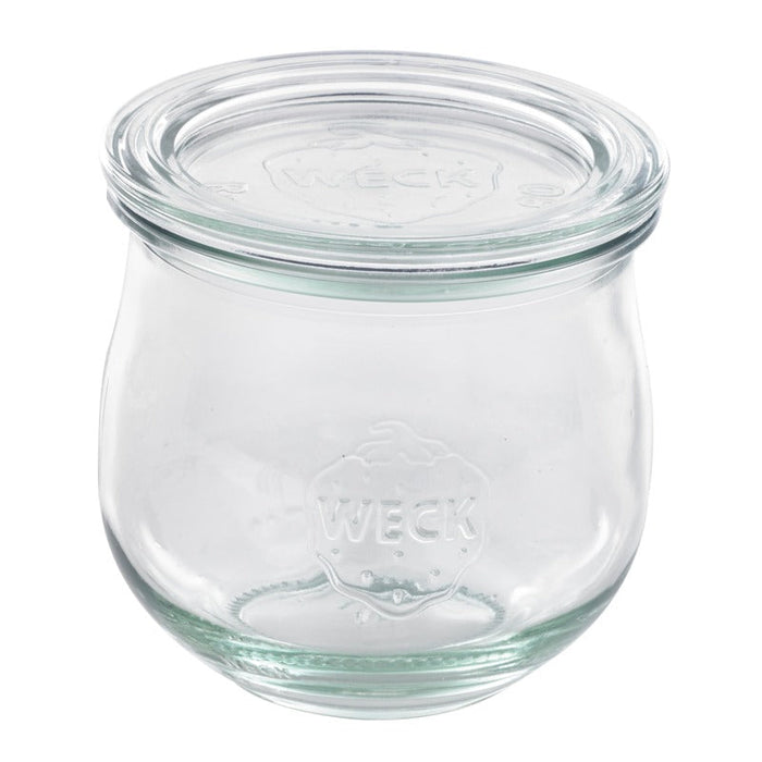 Vasetto in vetro "Weck" con coperchio in vetro - 330 ml - Ø 8 cm - H 8,6 cm - 6 unità