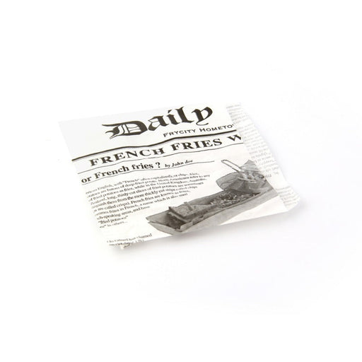 Sacchetto in carta antigrasso bianca aperto su 2 lati con decoro Giornale - 13 cm x 13 cm - 8000 unità