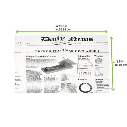 Carta alimentare bianca antigrasso con stampa Giornale - 35 cm x 27 cm - 1000 unità - dimensions
