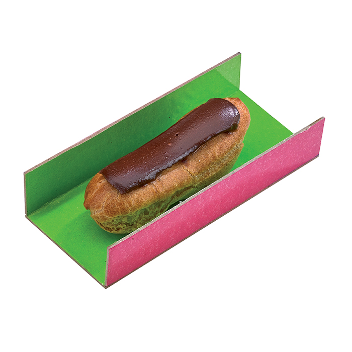 Inserto per éclair in cartone piegato double face, interno anice ed esterno fucsia - 10 cm x 4,5 cm - 200 unità