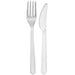 Kit posate in plastica PS trasparente «Lux» 2 in 1: coltello e forchetta - 18 cm - 250 unità