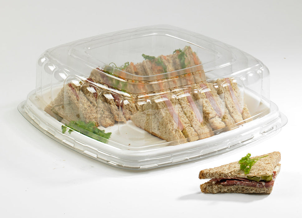 Piatto catering quadrato bianco in polpa di cellulosa - 30,4 cm x 30,4 cm x 2,5 cm - 24 unità