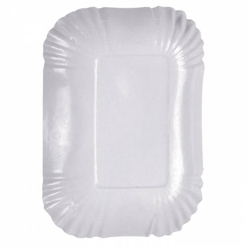 Piatto fondo rettangolare bianco in cartone laminato - 15 cm x 12 cm x 2 cm - 2000 unità