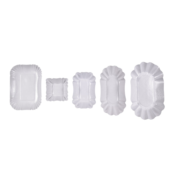 Piatto fondo rettangolare bianco in cartone laminato - 15 cm x 12 cm x 2 cm - 2000 unità
