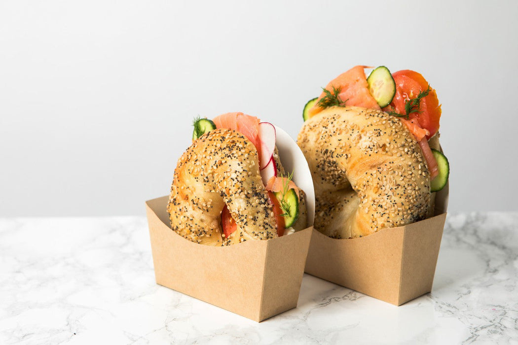 Confezione in cartone kraft per bagel con interno bianco - 12 cm x 4 cm x 12 cm - 1000 unità