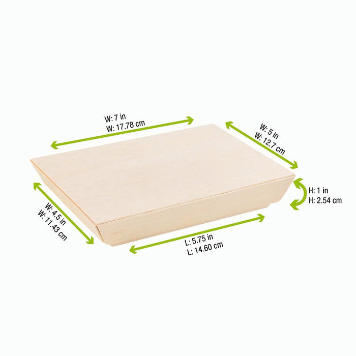 Vaschetta rettangolare in legno "Samouraï" - 18 cm x 13 cm x 2,9 cm - 100 unità
